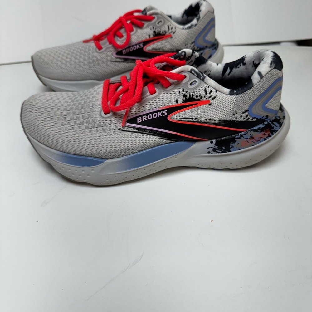 Brooks Gray and Red Performance Sneakers
